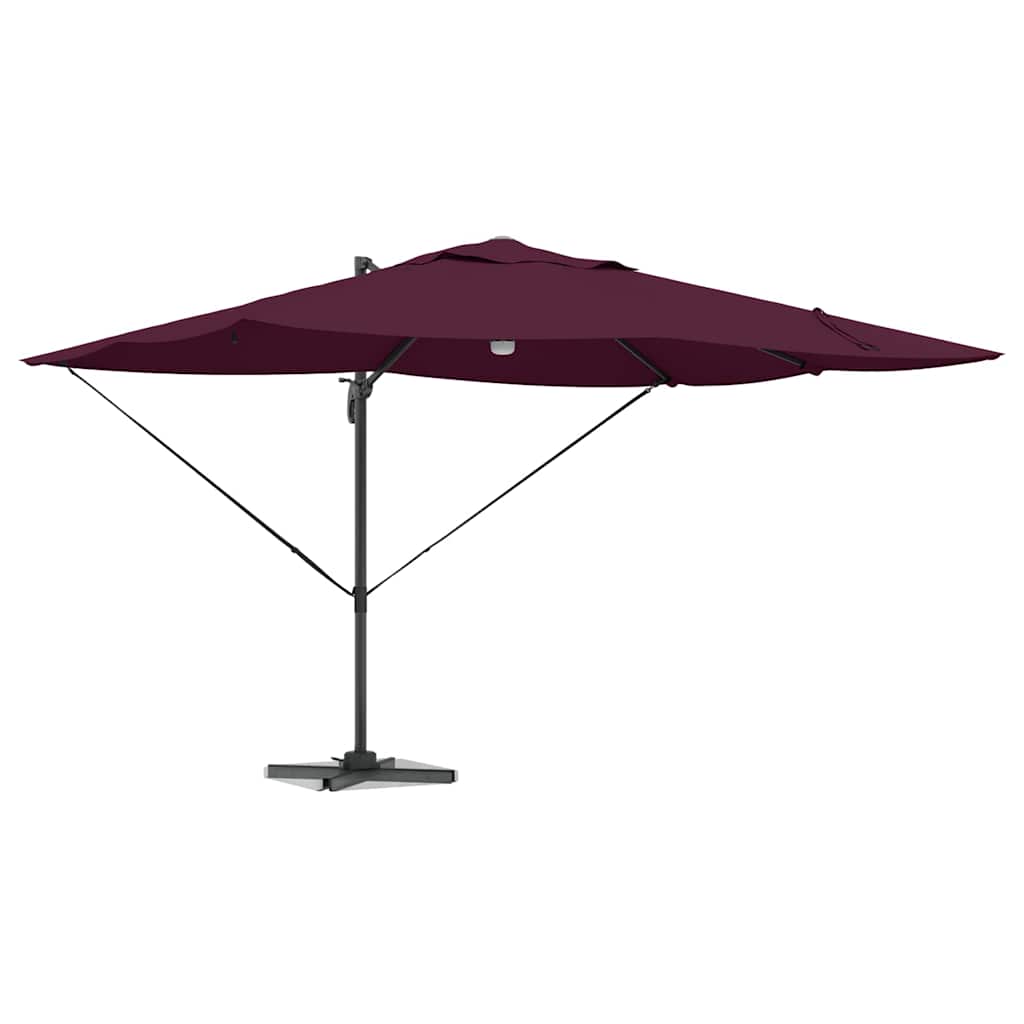 Umbrella with LED Strip Lights Bordeaux Red 351 x 250 x 253 cm