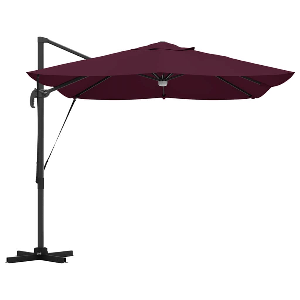 Umbrella with LED Strip Lights Bordeaux Red 351 x 250 x 253 cm