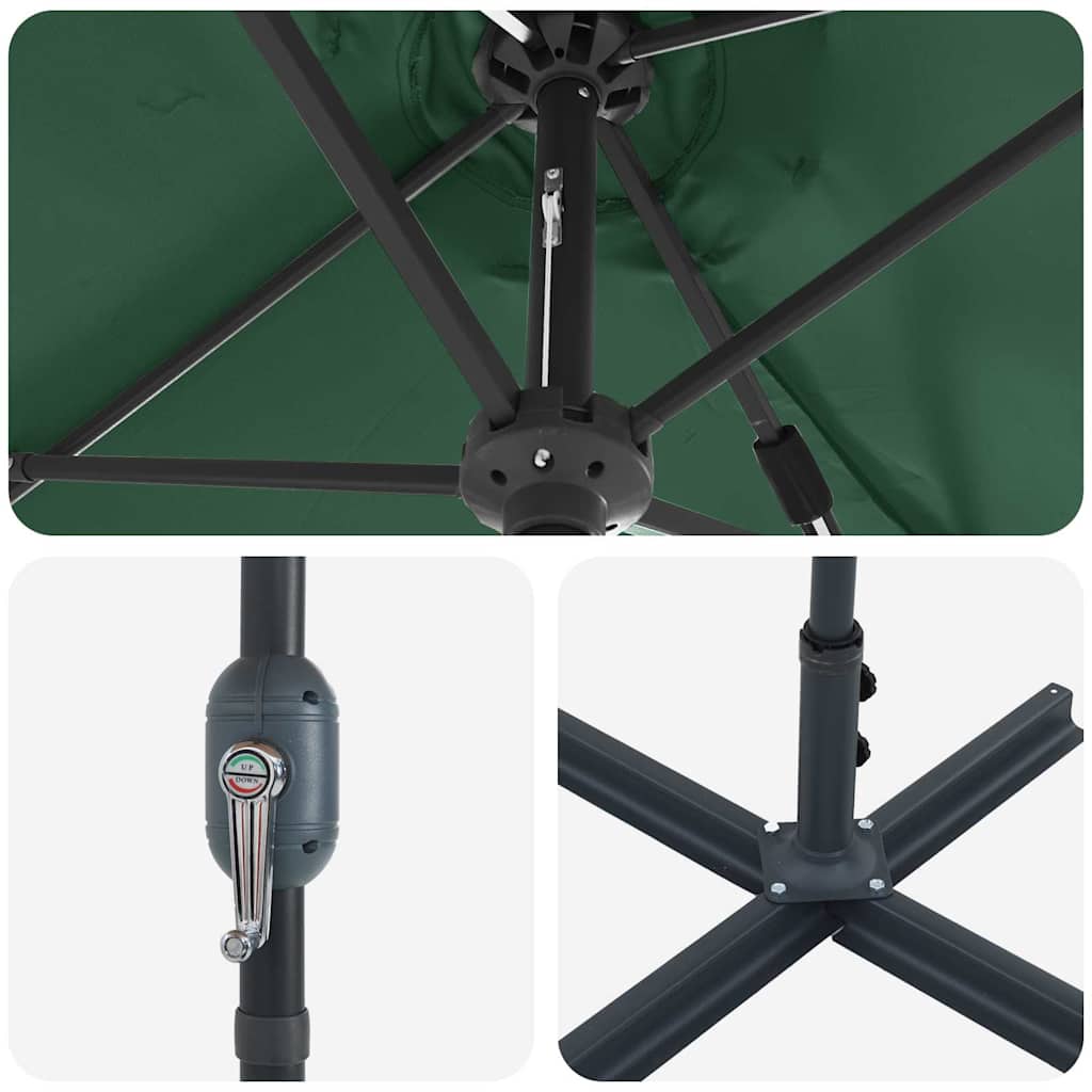 Garden Parasol Green 370 x 197 x 239 cm Polyester and Aluminium