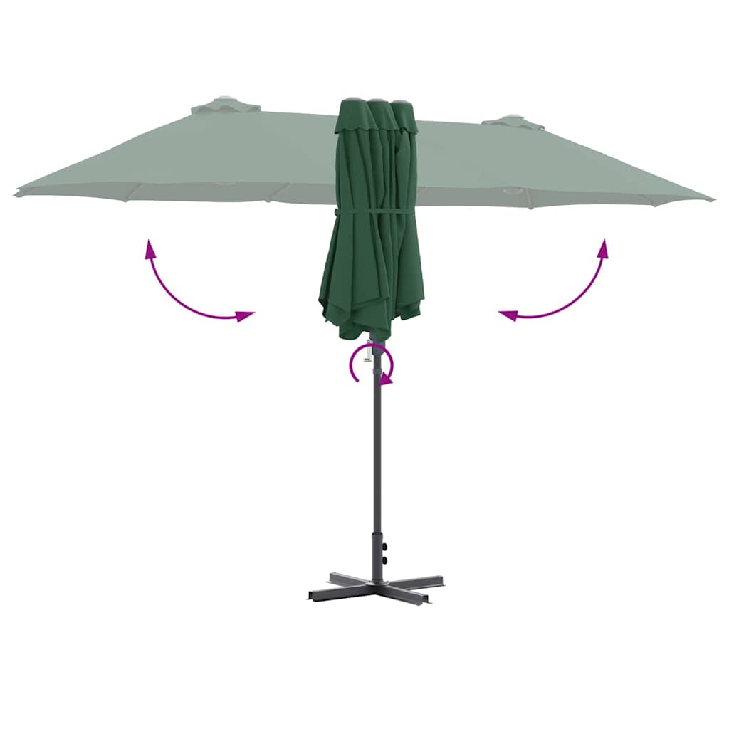 Garden Parasol Green 370 x 197 x 239 cm Polyester and Aluminium