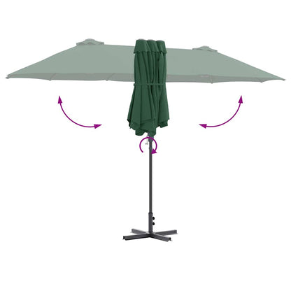 Garden Parasol Green 370 x 197 x 239 cm Polyester and Aluminium