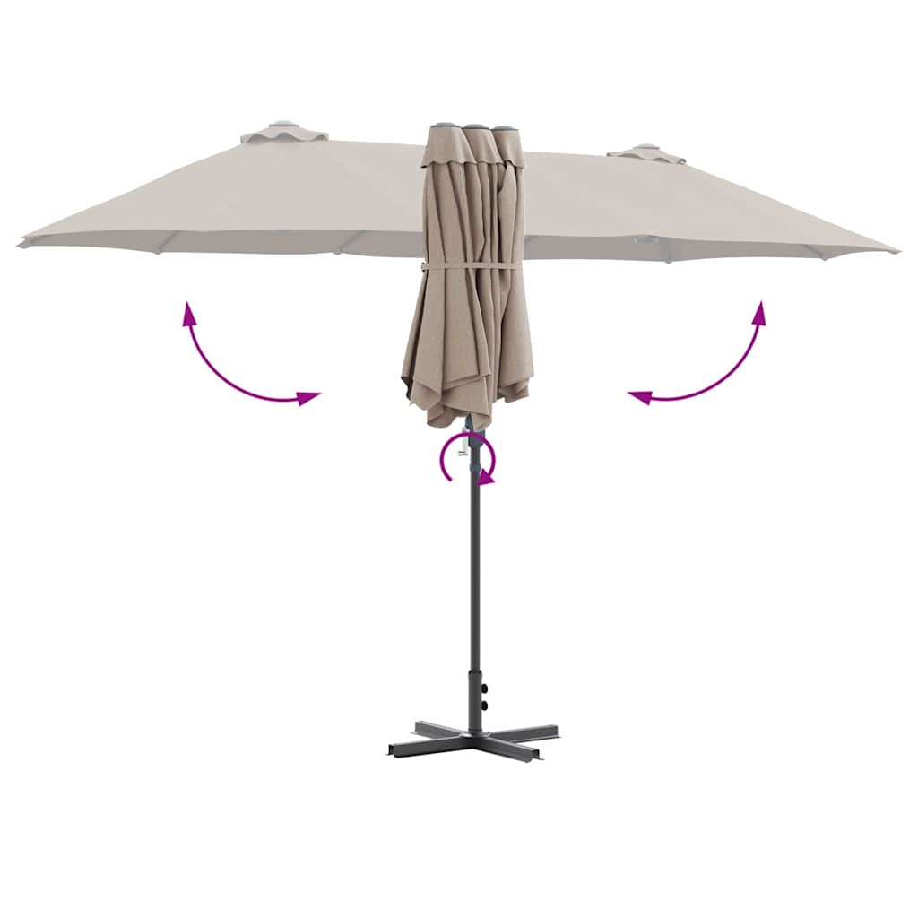 Garden Parasol Taupe 370 x 197 x 239 cm Polyester and Aluminium