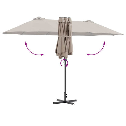 Garden Parasol Taupe 370 x 197 x 239 cm Polyester and Aluminium