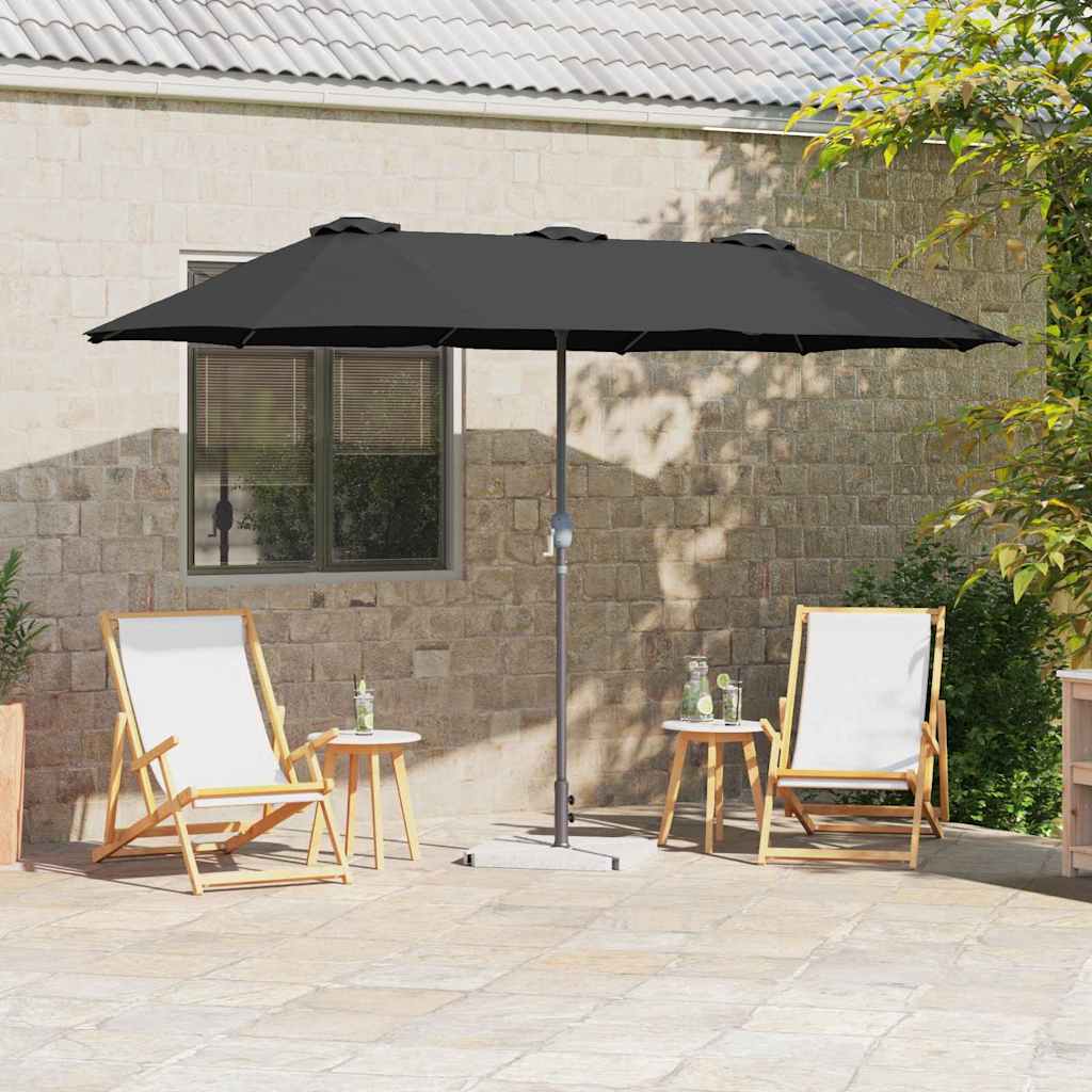 Garden Parasol Black 370 x 197 x 239 cm Polyester and Aluminium