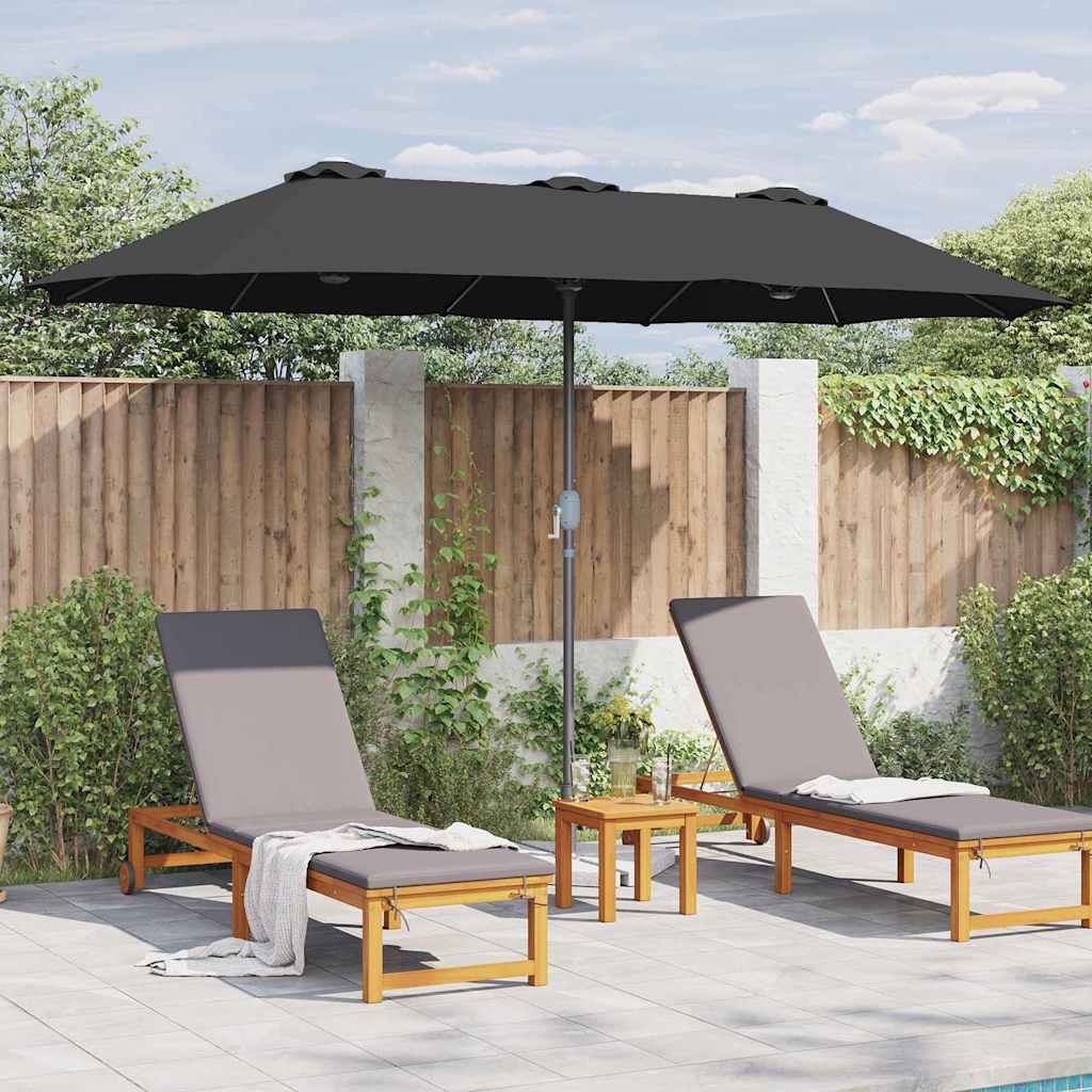 Garden Parasol Black 370 x 197 x 239 cm Polyester and Aluminium