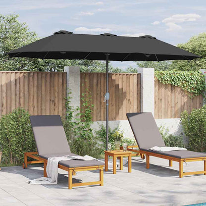 Garden Parasol Black 370 x 197 x 239 cm Polyester and Aluminium