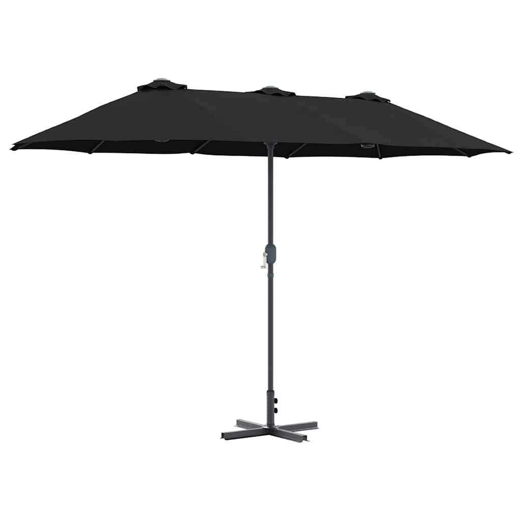 Garden Parasol Black 370 x 197 x 239 cm Polyester and Aluminium