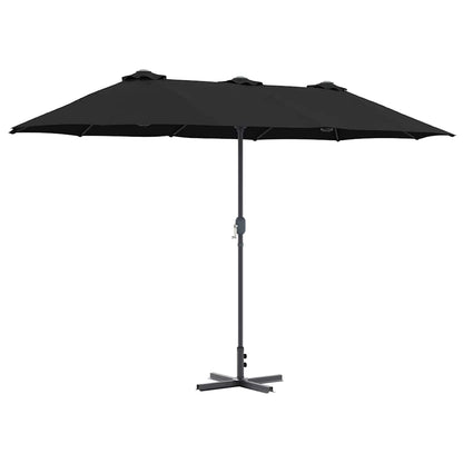 Garden Parasol Black 370 x 197 x 239 cm Polyester and Aluminium
