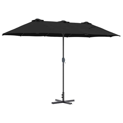 Garden Parasol Black 370 x 197 x 239 cm Polyester and Aluminium