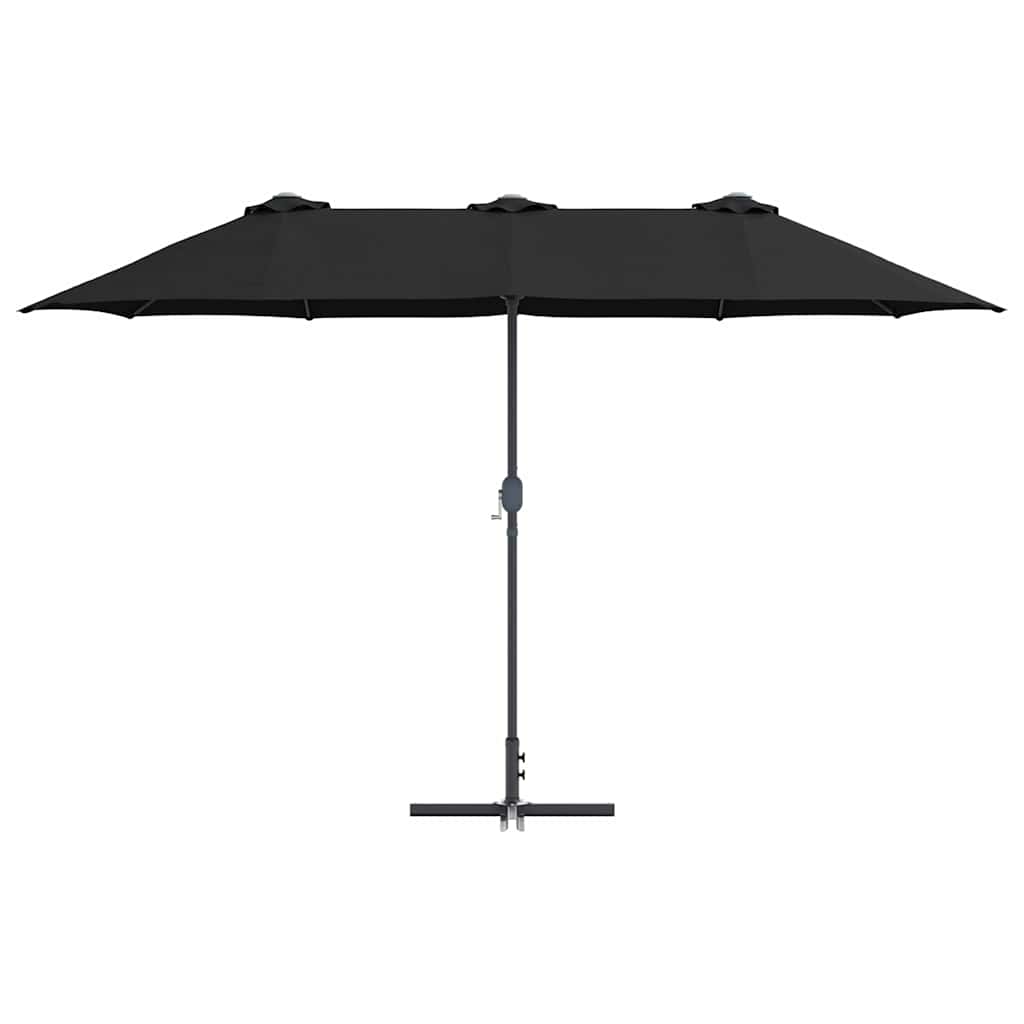 Garden Parasol Black 370 x 197 x 239 cm Polyester and Aluminium