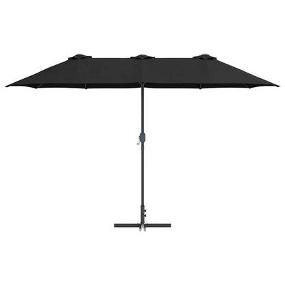 Garden Parasol Black 370 x 197 x 239 cm Polyester and Aluminium