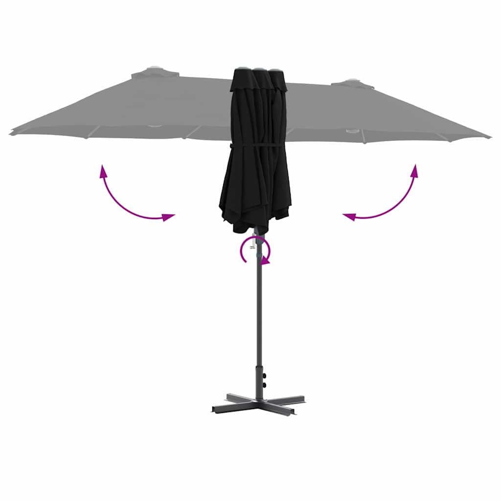 Garden Parasol Black 370 x 197 x 239 cm Polyester and Aluminium