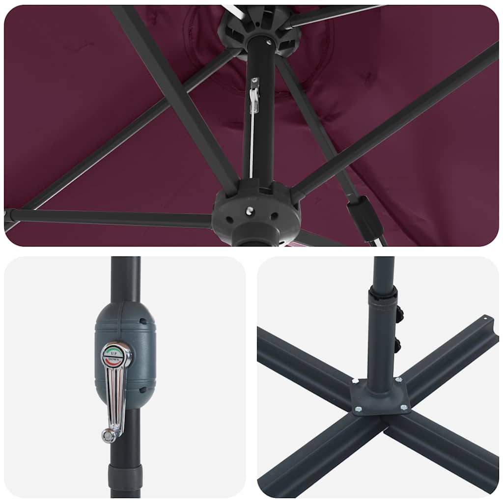 Garden Parasol Bordeaux Red 370 x 197 x 239 cm