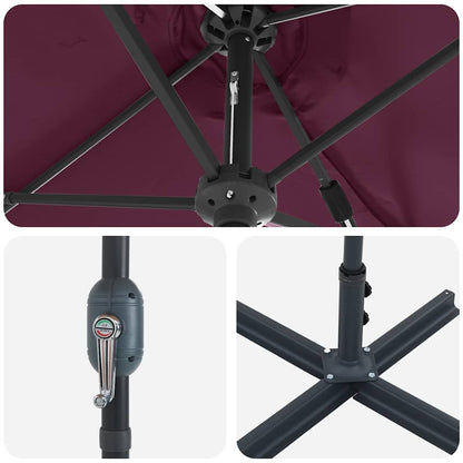 Garden Parasol Bordeaux Red 370 x 197 x 239 cm