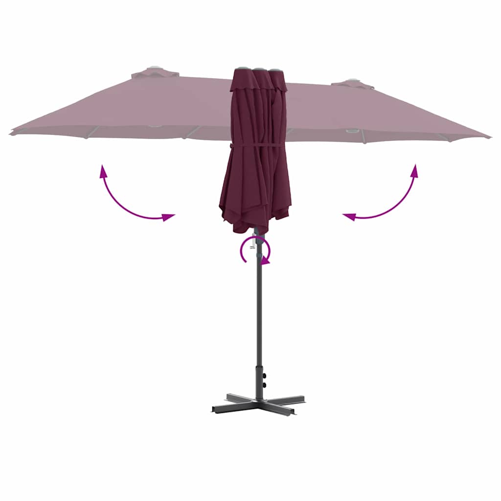 Garden Parasol Bordeaux Red 370 x 197 x 239 cm