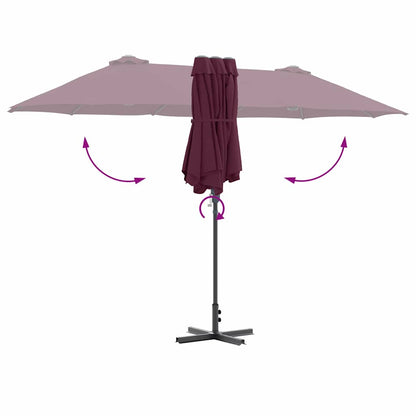 Garden Parasol Bordeaux Red 370 x 197 x 239 cm