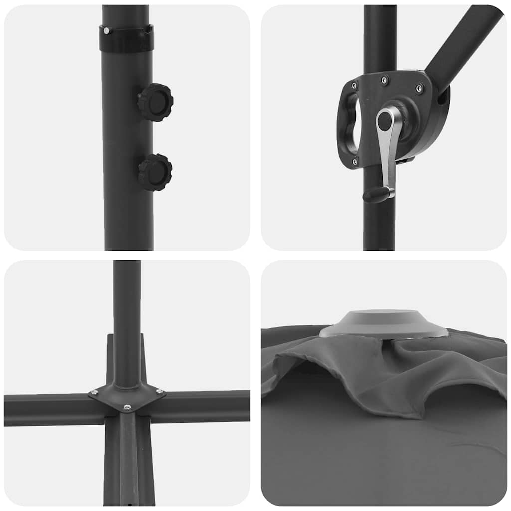 Umbrella Anthracite 372 x 198 x 243 cm Polyester and Aluminium