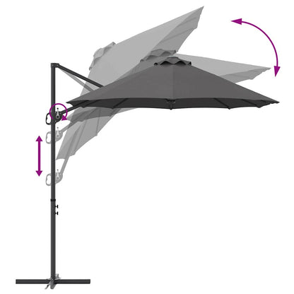 Umbrella Anthracite 372 x 198 x 243 cm Polyester and Aluminium