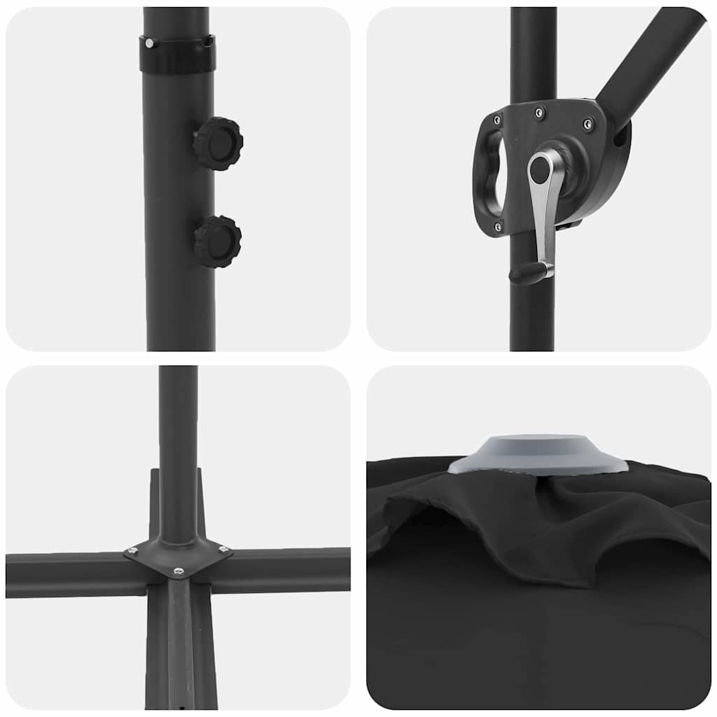 Umbrella Black 372 x 198 x 243 cm Polyester and Aluminium