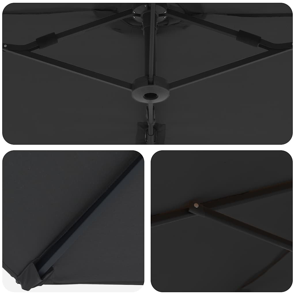 Umbrella Black 372 x 198 x 243 cm Polyester and Aluminium
