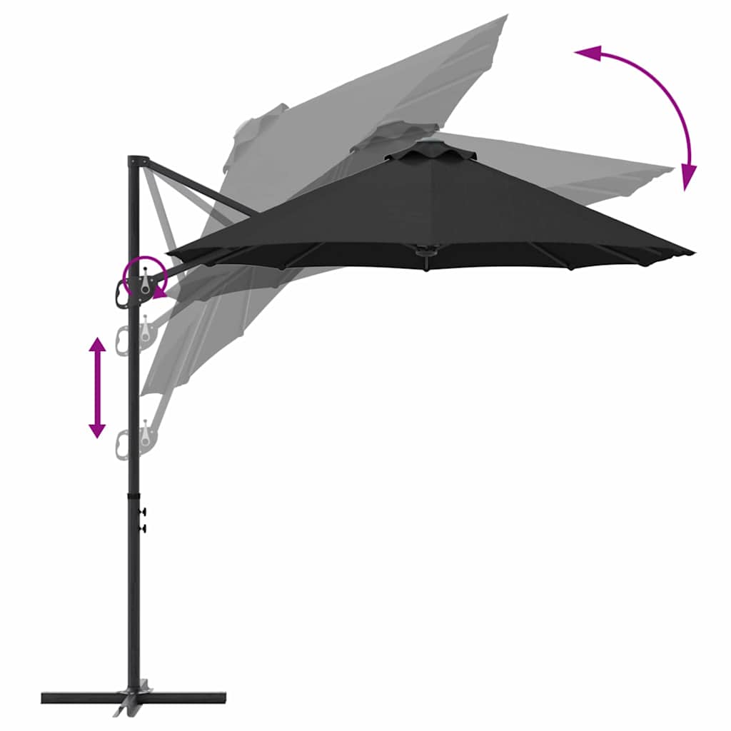Umbrella Black 372 x 198 x 243 cm Polyester and Aluminium