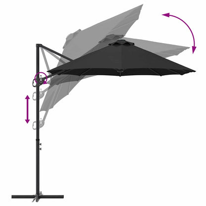 Umbrella Black 372 x 198 x 243 cm Polyester and Aluminium
