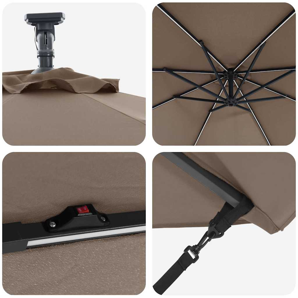 Umbrella Taupe 294 x 294 x 248 cm Polyester and Aluminium