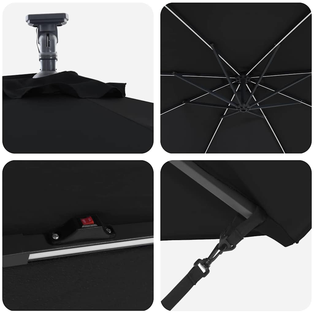 Umbrella 294 x 294 x 248 cm Polyester and Aluminium Black