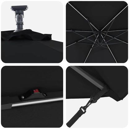 Umbrella 294 x 294 x 248 cm Polyester and Aluminium Black