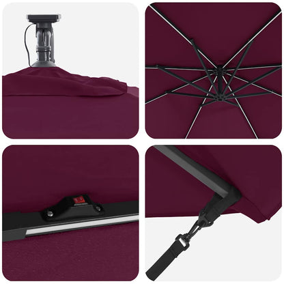 Umbrella with LED Strip Lights Bordeaux Red 294 x 294 x 248 cm