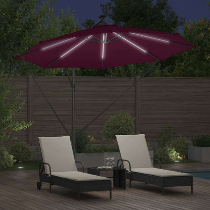 Umbrella with LED Strip Lights Bordeaux Red 294 x 294 x 248 cm