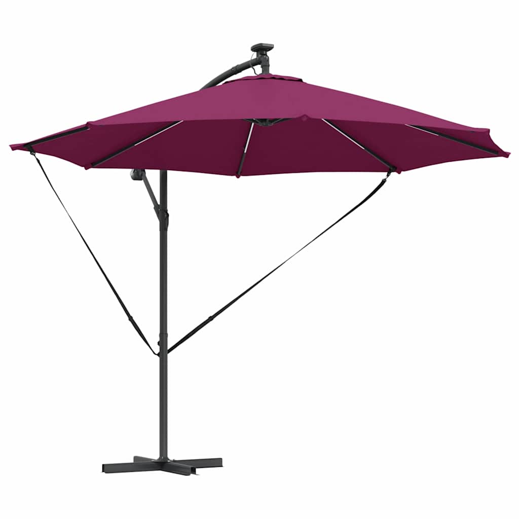 Umbrella with LED Strip Lights Bordeaux Red 294 x 294 x 248 cm
