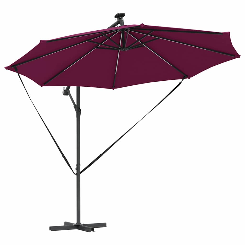 Umbrella with LED Strip Lights Bordeaux Red 294 x 294 x 248 cm