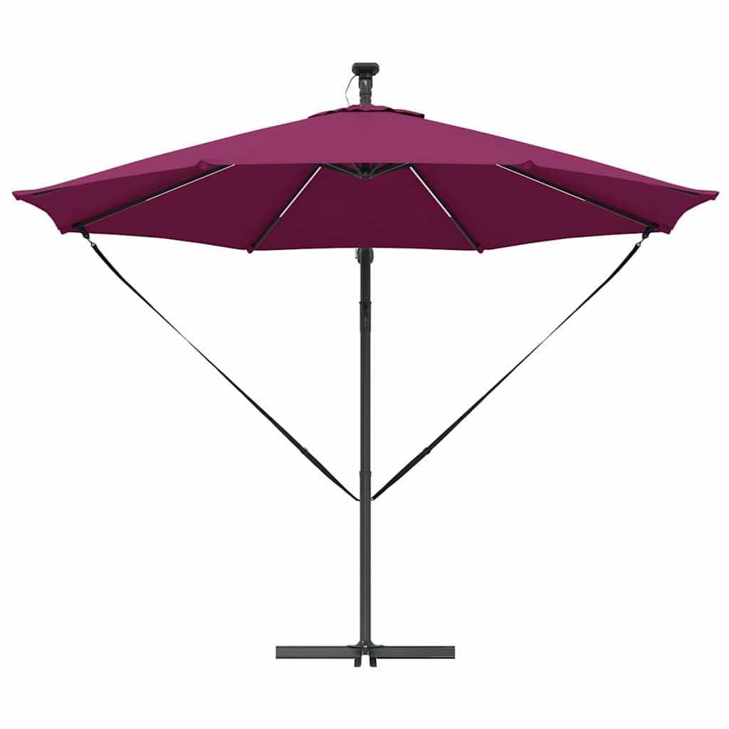 Umbrella with LED Strip Lights Bordeaux Red 294 x 294 x 248 cm