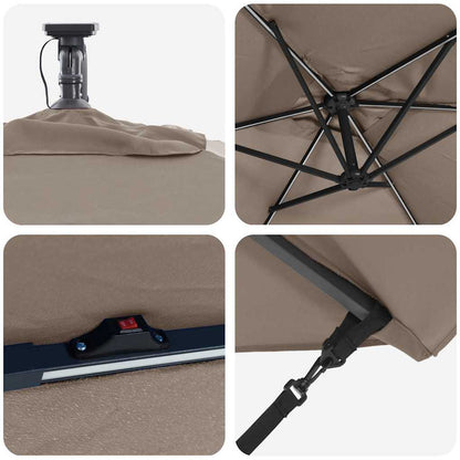 Umbrella Taupe 294 x 200 x 270 cm Polyester and Aluminium