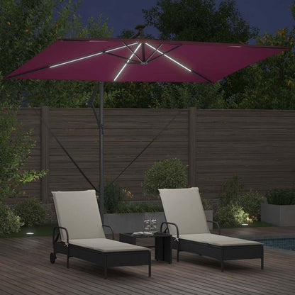Umbrella with LED Strip Lights Bordeaux Red 294 x 200 x 270 cm