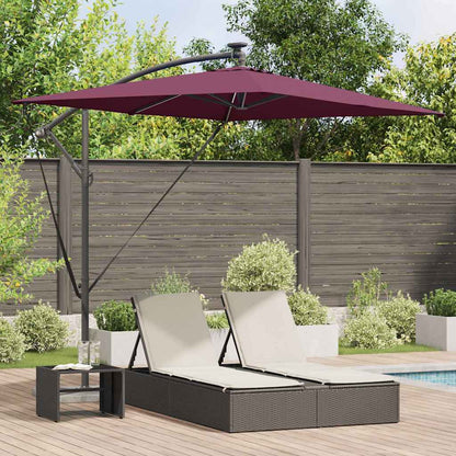 Umbrella with LED Strip Lights Bordeaux Red 294 x 200 x 270 cm