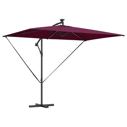 Umbrella with LED Strip Lights Bordeaux Red 294 x 200 x 270 cm