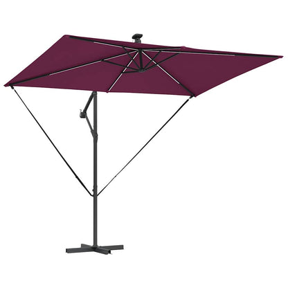 Umbrella with LED Strip Lights Bordeaux Red 294 x 200 x 270 cm