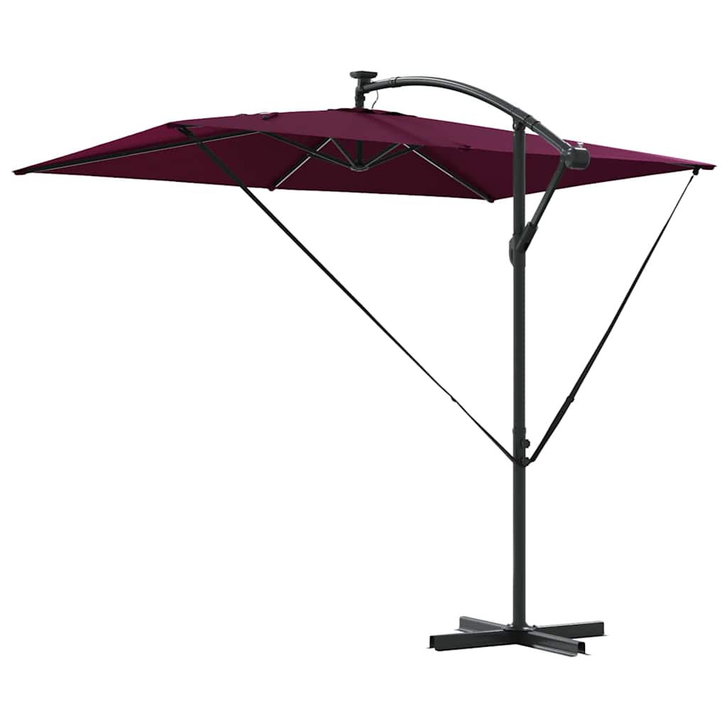Umbrella with LED Strip Lights Bordeaux Red 294 x 200 x 270 cm
