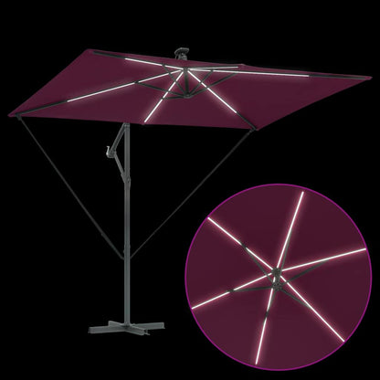Umbrella with LED Strip Lights Bordeaux Red 294 x 200 x 270 cm