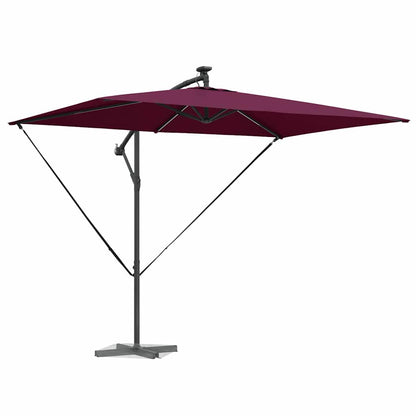 Umbrella with LED Strip Lights Bordeaux Red 294 x 200 x 270 cm