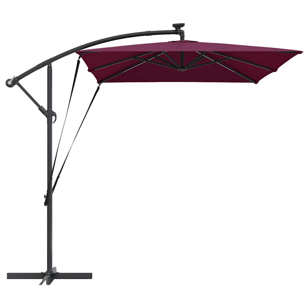 Umbrella with LED Strip Lights Bordeaux Red 294 x 200 x 270 cm