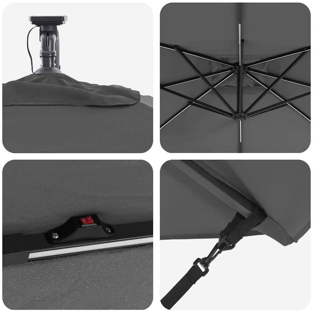 Umbrella Anthracite 249 x 249 x 250 cm Polyester and Aluminium