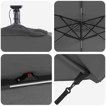 Umbrella Anthracite 249 x 249 x 250 cm Polyester and Aluminium