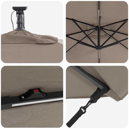 Umbrella Taupe 249 x 249 x 250 cm Polyester and Aluminium