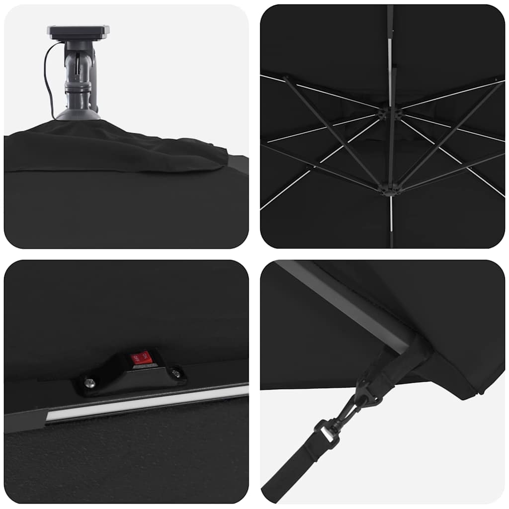Umbrella Black 249 x 249 x 250 cm Polyester and Aluminium