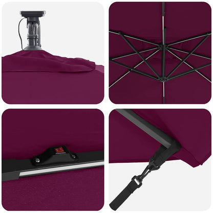 Umbrella with LED Strip Lights Bordeaux Red 249 x 249 x 250 cm