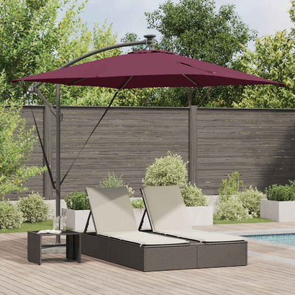 Umbrella with LED Strip Lights Bordeaux Red 249 x 249 x 250 cm