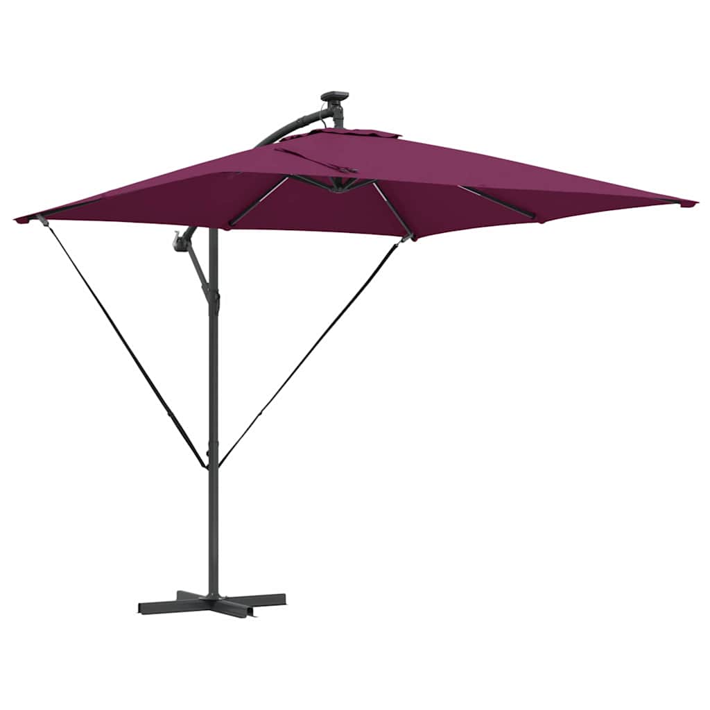 Umbrella with LED Strip Lights Bordeaux Red 249 x 249 x 250 cm